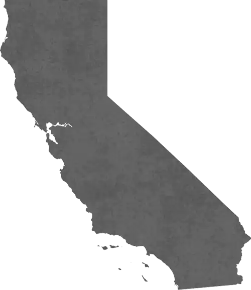 Gray silhouette map of the state of California